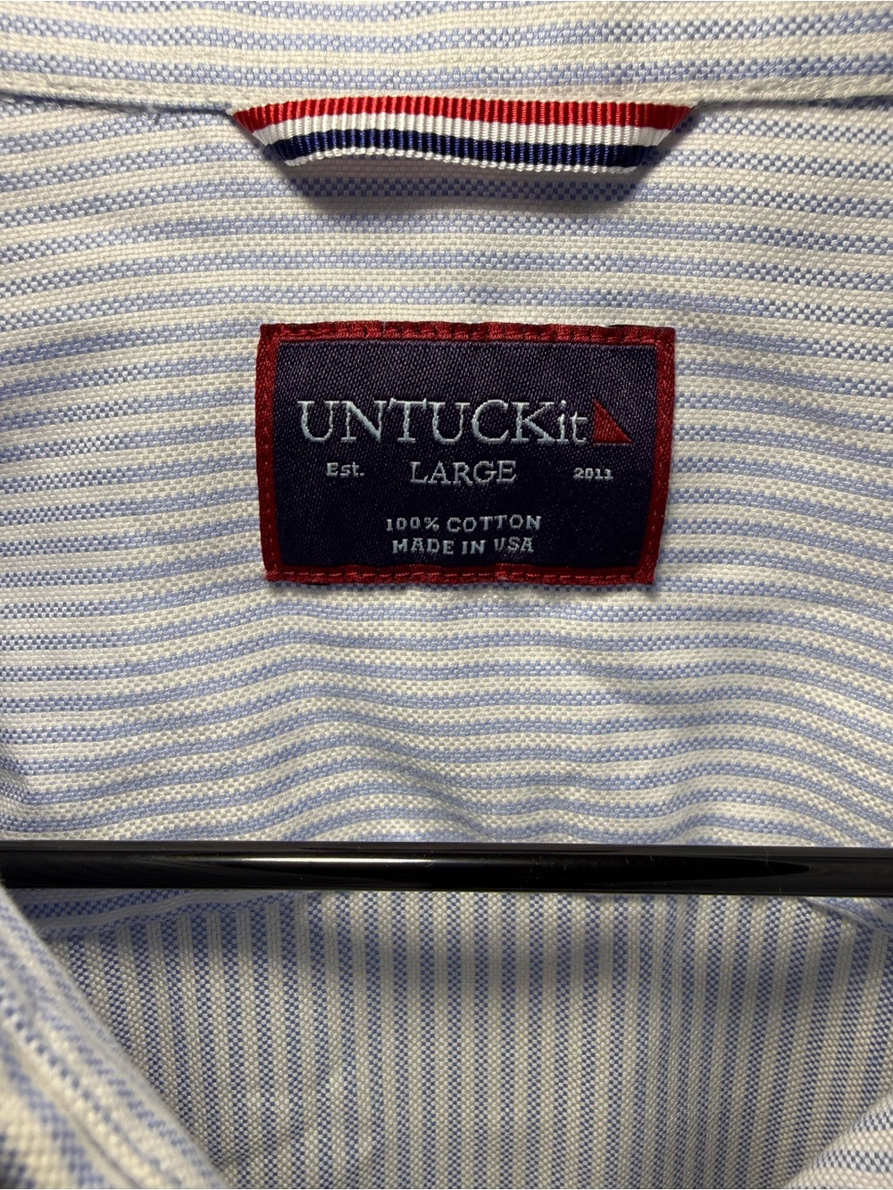 UNTUCKit Blue and White Striped Cotton Button-Up Shirt